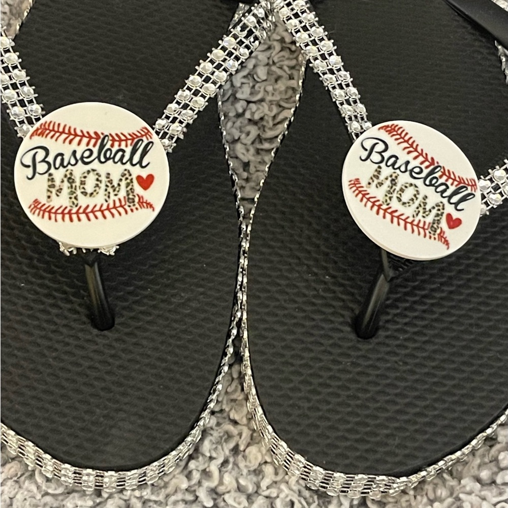 Baseball Mom Black Sandals